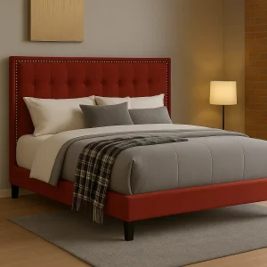 Nailhead Velvet Panel Bed