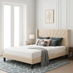 Amber Wingback Velvet Bed